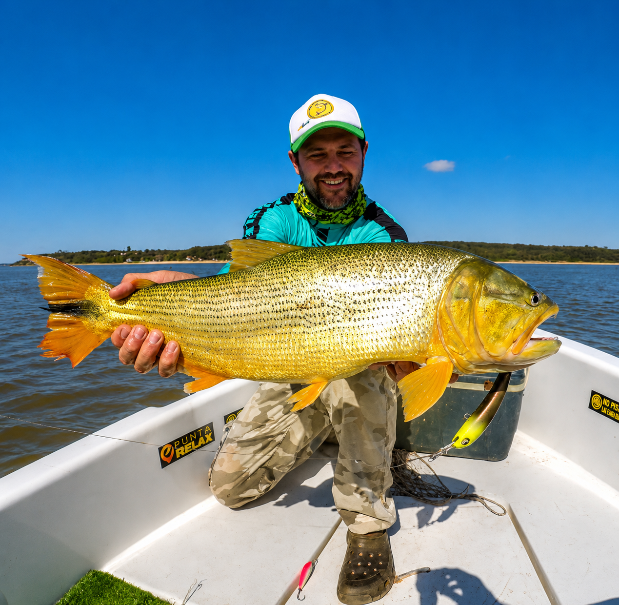 Excursión de pesca embarcada al amanecer en el río Paraná, Entre Ríos